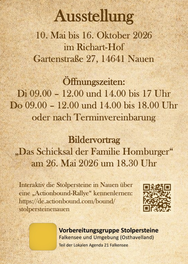 Bildervortrag "Das Schicksal der Familie Homburger" in Nauen