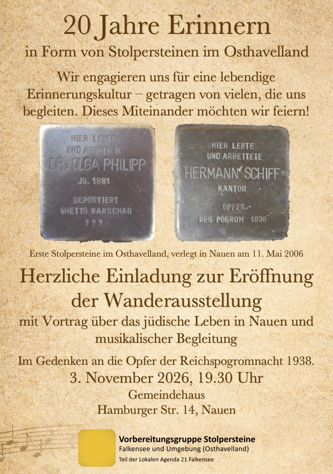 Eröffnung der Wanderausstellung "Nauener Stolpersteine"